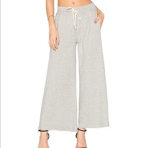 Mother Lounge Roller Wide Leg Crop Fray Sweatpants